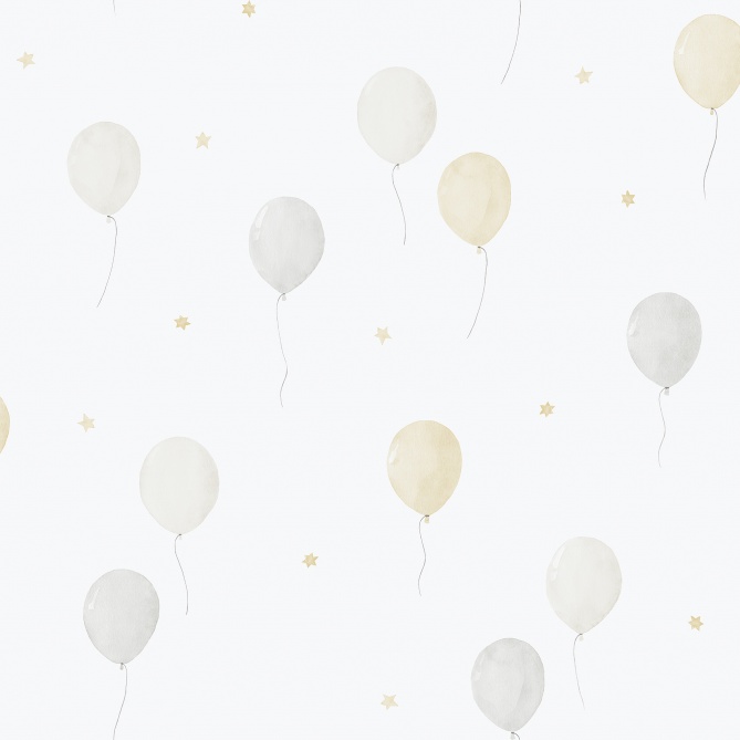 Papel pintado infantil de globos de fiesta beige - LIFT 03 | MURAKE - 842218