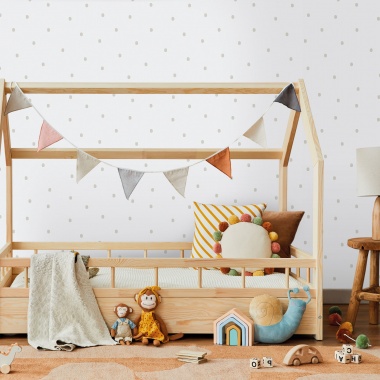 Papel pintado infantil de lunares gris - MACULATO 03 | MURAKE - 842231