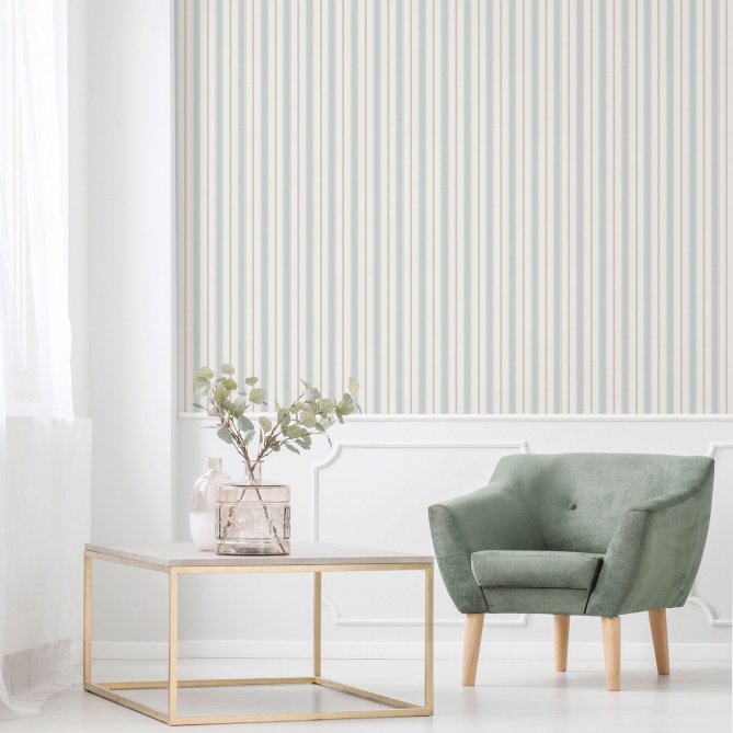 Papel pintado de rayas alternadas azul - THANG 05 | MURAKE - 842180