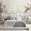 Mural de paisaje tropical beige - OASILA 02 | MURAKE - M20004
