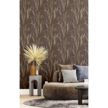 Papel pintado espigas y hojas marrón - NARIVA 07 | MURAKE - 836706