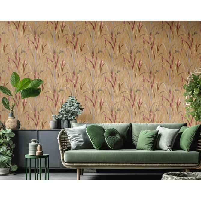 Papel pintado espigas y hojas ocre - NARIVA 06 | MURAKE - 836705