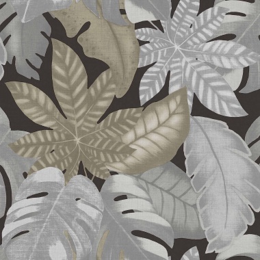 Papel pintado hojas tropicales gris - VENALIA 06 | MURAKE - 836712