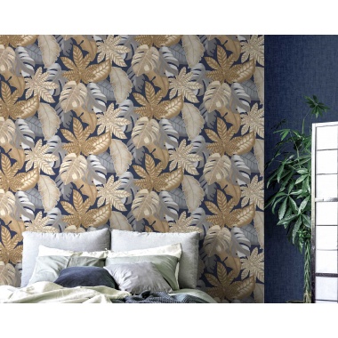 Papel pintado hojas tropicales azul - VENALIA 05 | MURAKE - 836711