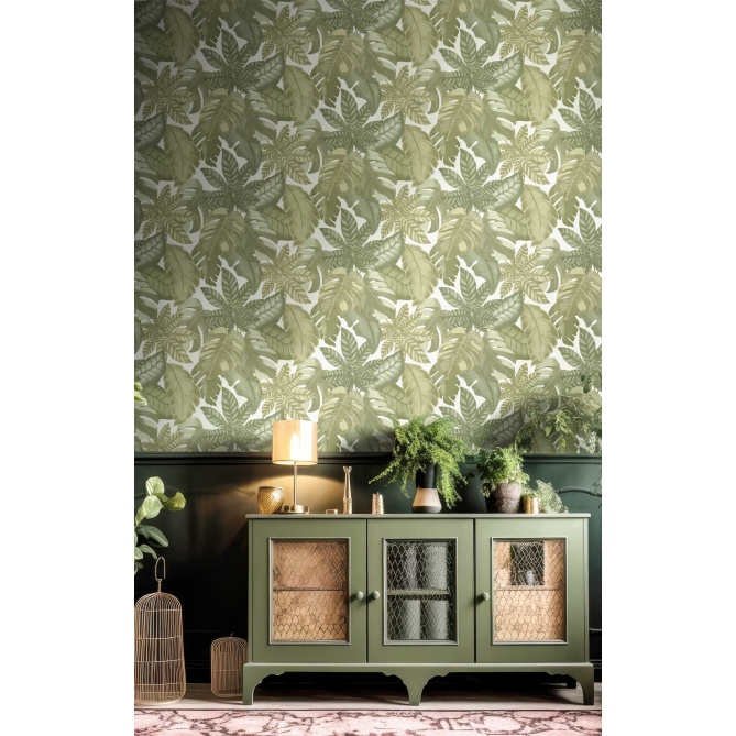 Papel pintado hojas tropicales verde - VENALIA 03 | MURAKE - 836709