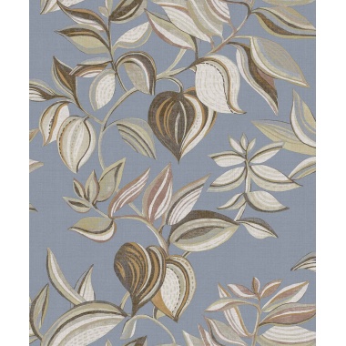 Papel pintado ramas y hojas colgantes azul - SARAVI 02 | MURAKE - 836718