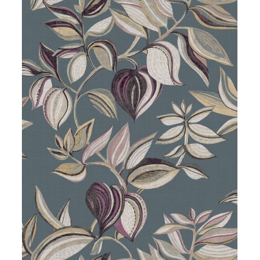 Papel pintado ramas y hojas colgantes azul - SARAVI 03 | MURAKE - 836719