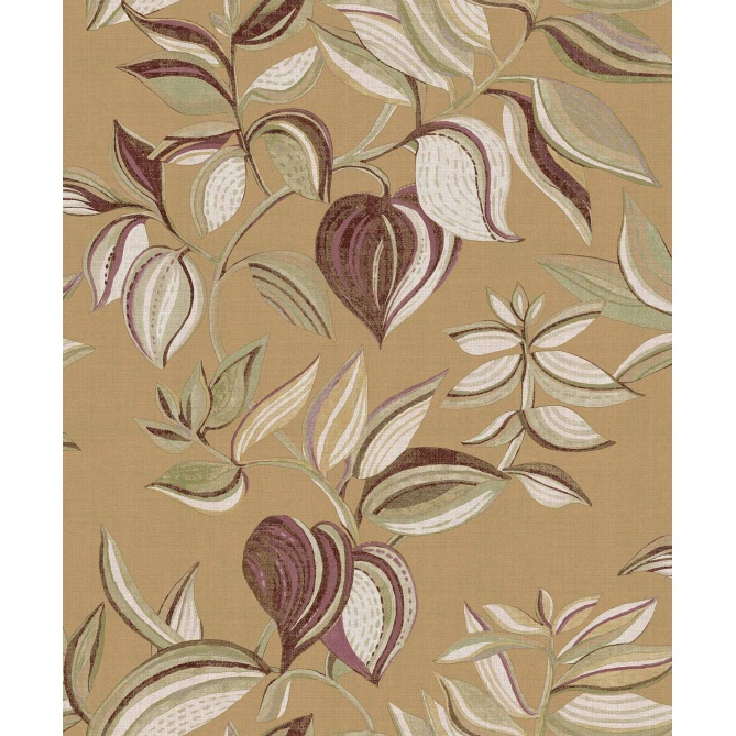 Papel pintado ramas y hojas colgantes ocre - SARAVI 04 | MURAKE - 836720