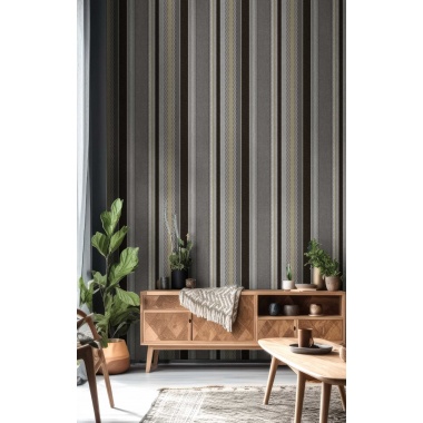 Papel pintado rayas y pata de gallo gris - RILONA 04 | MURAKE - 836729