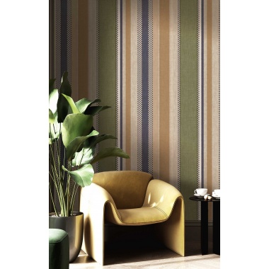 Papel pintado rayas y pata de gallo beige - RILONA 01 | MURAKE - 836726