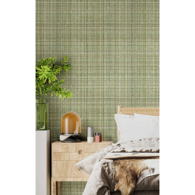 Papel pintado tejido entrelazado verde - VARANI 06 | MURAKE - 836735