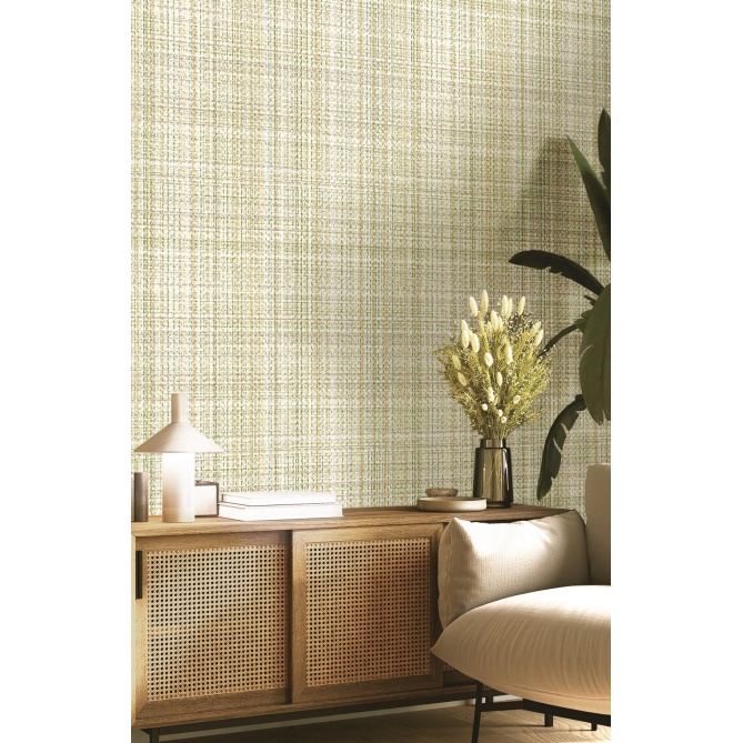 Papel pintado tejido entrelazado verde - VARANI 04 | MURAKE - 836733