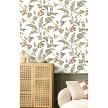Papel pintado ramas y hojas blanco - SELVARI 02 | MURAKE - 836761