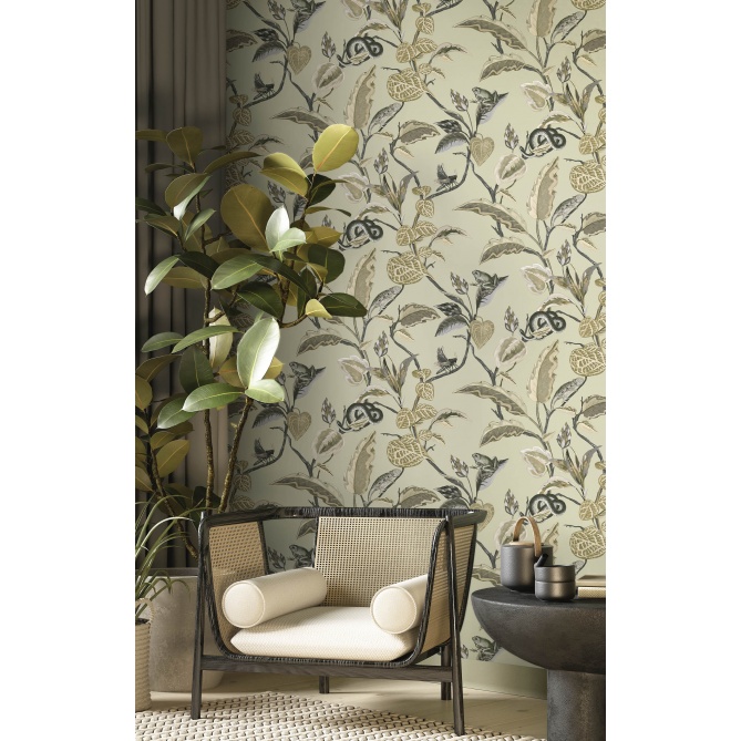 Papel pintado ramas y hojas verde - SELVARI 04 | MURAKE - 836763