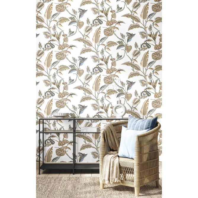 Papel pintado ramas y hojas blanco - SELVARI 01 | MURAKE - 836760