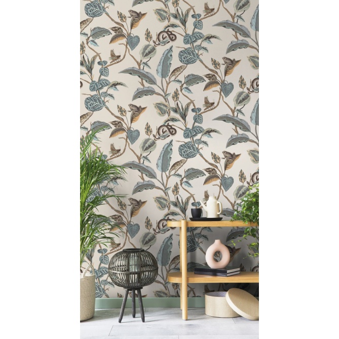 Papel pintado ramas y hojas azul - SELVARI 03 | MURAKE - 836762