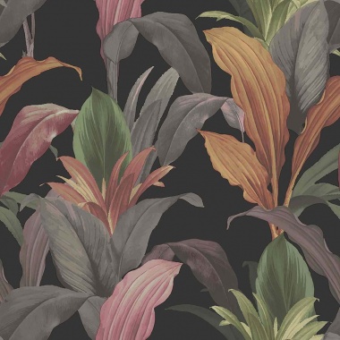 Papel pintado hojas alargadas negro - LIRVANA 06 | MURAKE - 836769