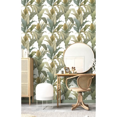 Papel pintado hojas alargadas verde - LIRVANA 01 | MURAKE - 836764