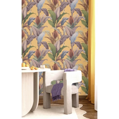Papel pintado hojas alargadas mostaza - LIRVANA 05 | MURAKE - 836768