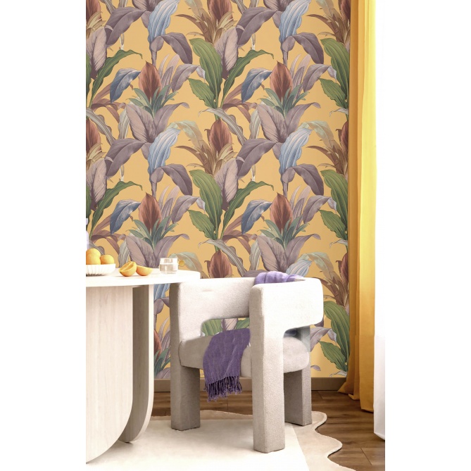 Papel pintado hojas alargadas mostaza - LIRVANA 05 | MURAKE - 836768