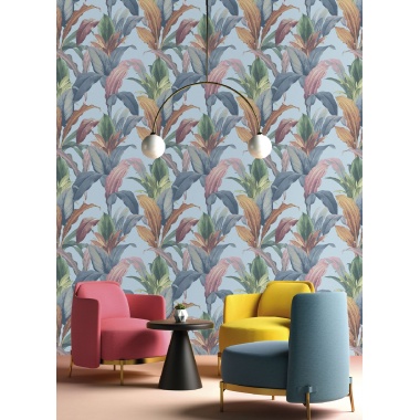 Papel pintado hojas alargadas azul - LIRVANA 04 | MURAKE - 836767