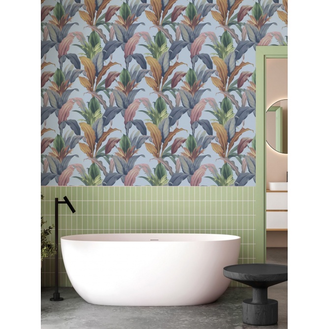 Papel pintado hojas alargadas azul - LIRVANA 04 | MURAKE - 836767