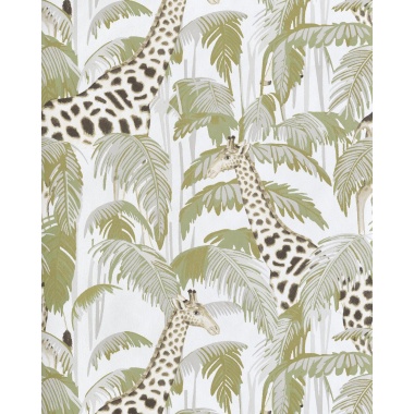 Papel pintado jirafas y palmeras verde - ZALUNIA 01 | MURAKE - 836775