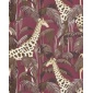 Papel pintado jirafas y palmeras burdeos - ZALUNIA 02 | MURAKE - 836776