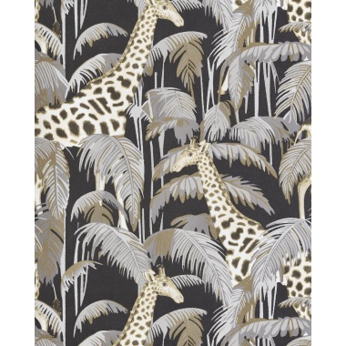 Papel pintado jirafas y palmeras negro - ZALUNIA 03 | MURAKE - 836777