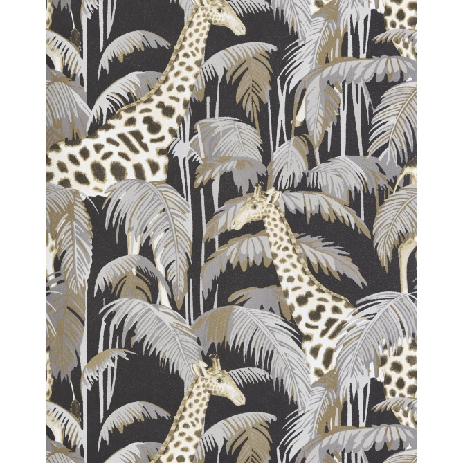 Papel pintado jirafas y palmeras negro - ZALUNIA 03 | MURAKE - 836777