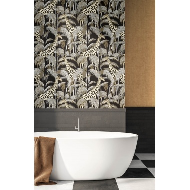 Papel pintado jirafas y palmeras negro - ZALUNIA 03 | MURAKE - 836777