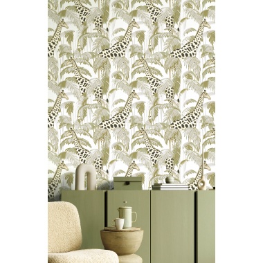Papel pintado jirafas y palmeras verde - ZALUNIA 01 | MURAKE - 836775