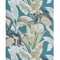 Papel pintado lémures entre hojas azul pavo real - LEMBARA 03 | MURAKE - 836780