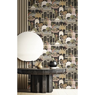 Papel pintado jardín oriental negro - JARDENA 04 | MURAKE - 836784