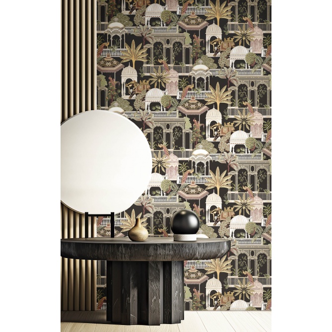 Papel pintado jardín oriental negro - JARDENA 04 | MURAKE - 836784