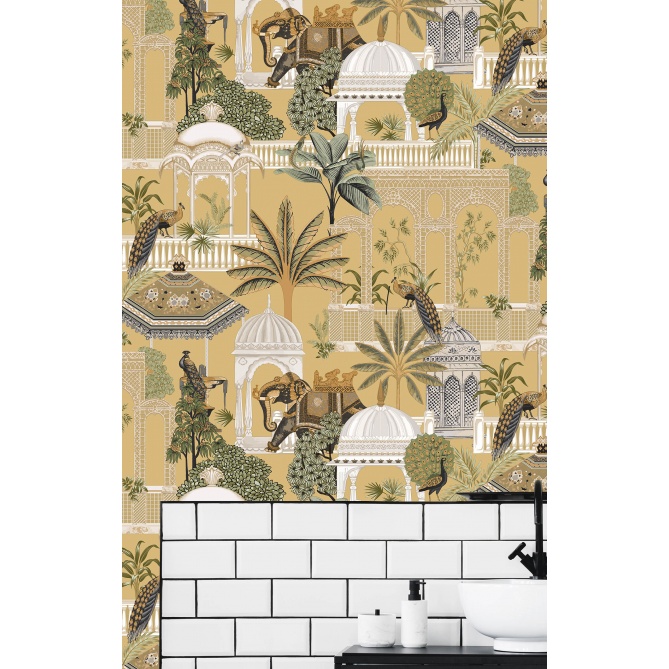 Papel pintado jardín oriental beige - JARDENA 03 | MURAKE - 836783