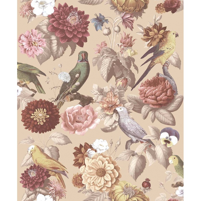 Papel pintado flores y aves rosa - AVILORA 02 | MURAKE - 836786