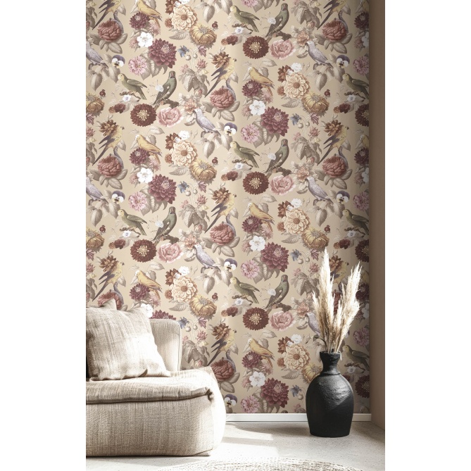 Papel pintado flores y aves rosa - AVILORA 02 | MURAKE - 836786