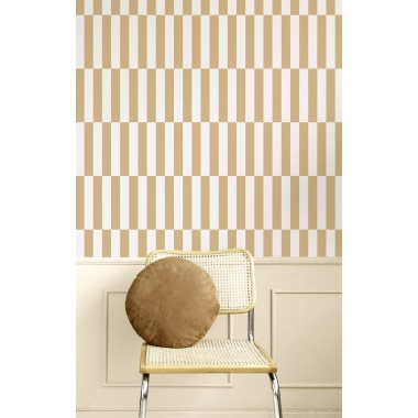 Papel pintado rectángulos beige caramelo y blanco - RITELIA 03 | MURAKE - 836790