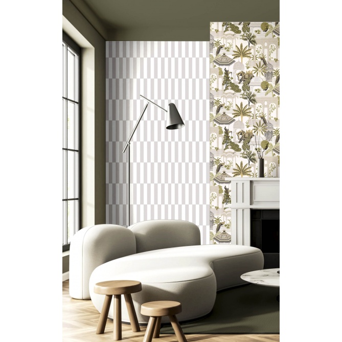 Papel pintado rectángulos gris claro y blanco - RITELIA 01 | MURAKE - 836788