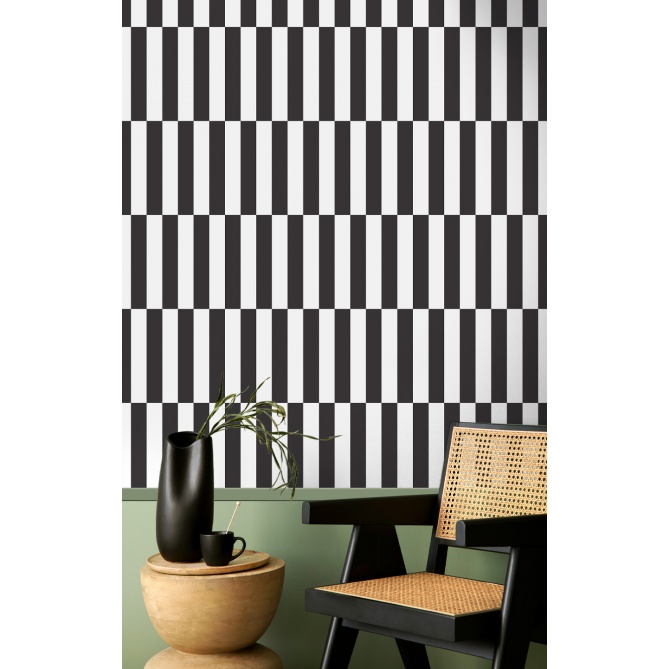 Papel pintado rectángulos negro y blanco - RITELIA 02 | MURAKE - 836789