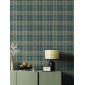 Papel pintado tartán de cuadros azul pavo real - TARENA 03 | MURAKE - 836805