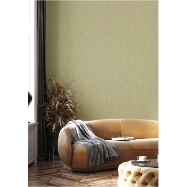 Papel pintado liso efecto lino verde - LINAREL 06 | MURAKE - 836814
