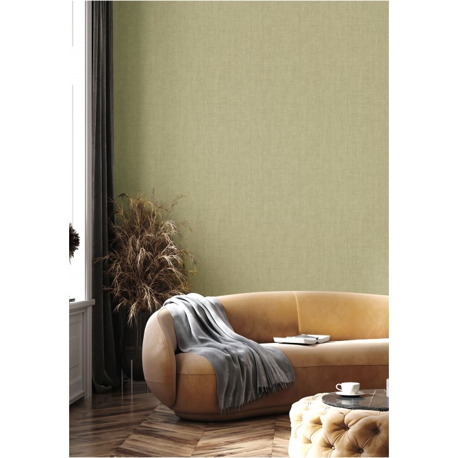 Papel pintado liso efecto lino verde - LINAREL 06 | MURAKE - 836814