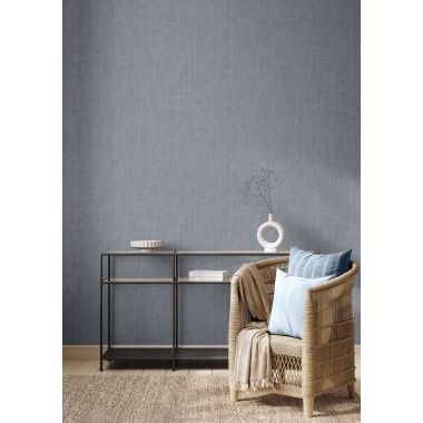 Papel pintado liso efecto lino azul - LINAREL 07 | MURAKE - 836815
