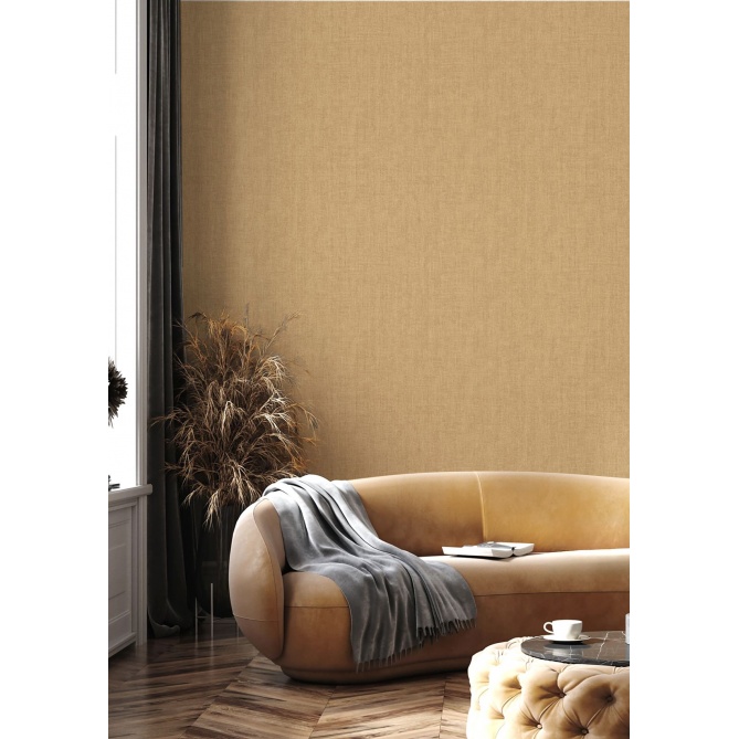 Papel pintado liso efecto lino ocre - LINAREL 08 | MURAKE - 836816