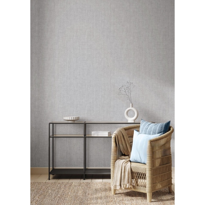 Papel pintado liso efecto lino gris - LINAREL 10 | MURAKE - 836818