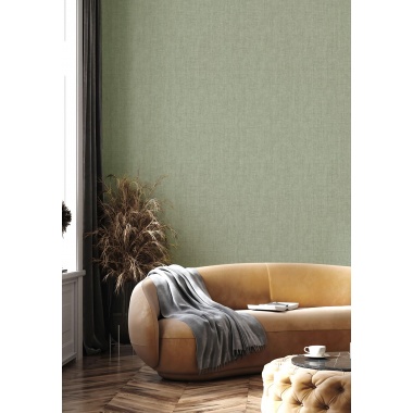 Papel pintado liso efecto lino verde - LINAREL 11 | MURAKE - 836819