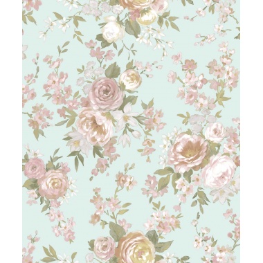 Papel pintado rosas de jardín azul - ROVENA 02 | MURAKE - 836829