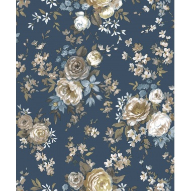 Papel pintado rosas de jardín azul - ROVENA 04 | MURAKE - 836831